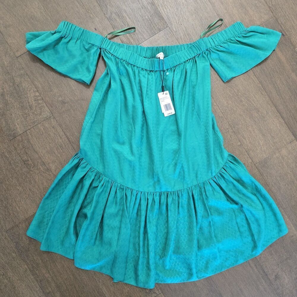 NWT Milly Teal Off-Shoulder Mini Dress